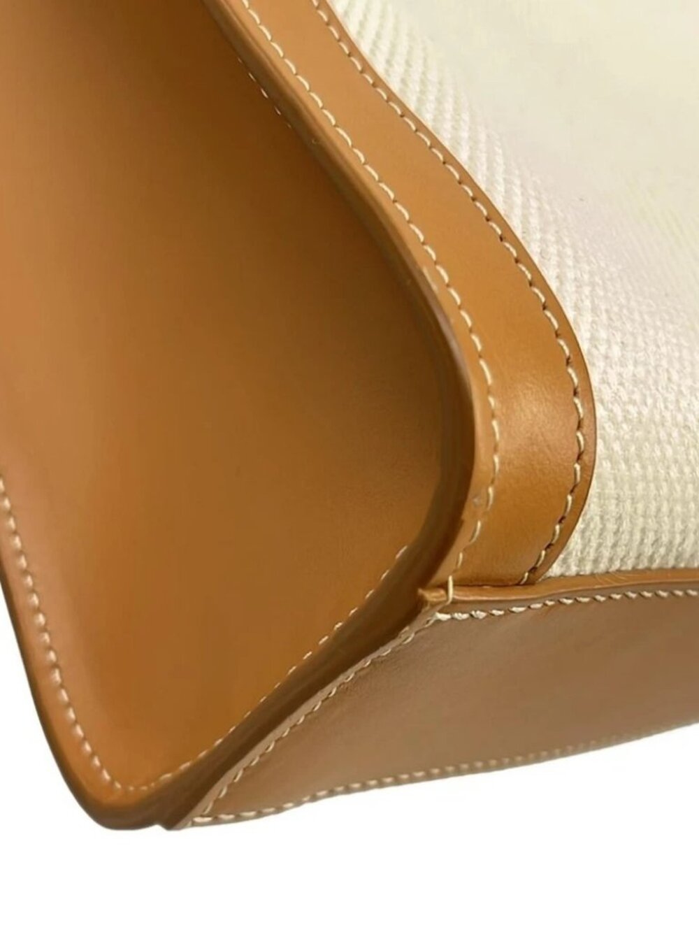 CELINE Small Vertical CELINE Cabas Cream Brown Canvas Leather Tote Bag - Picture 7 of 15